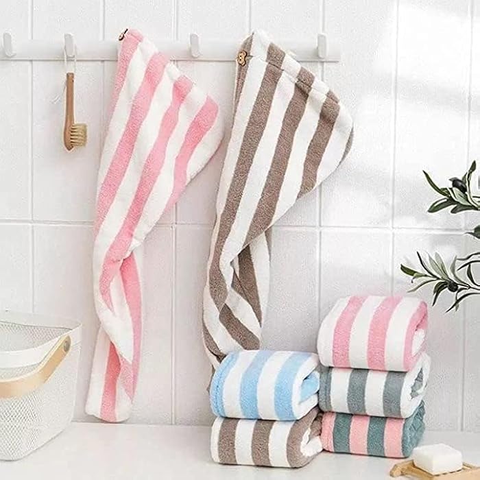 Generic Microfibre After Shower Hair Drying Wrap Womens Girls Lady's Towel Quick Dry Hair Hat Turban Head Wrap Bathing Accessories (Multicolor), One size - Image 3